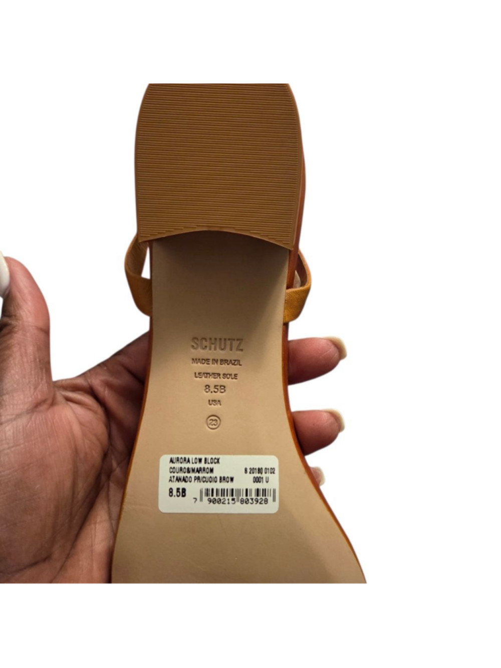 Schutz Brown Aurora Low Block Sandals 8.5 - Picture 4 of 5